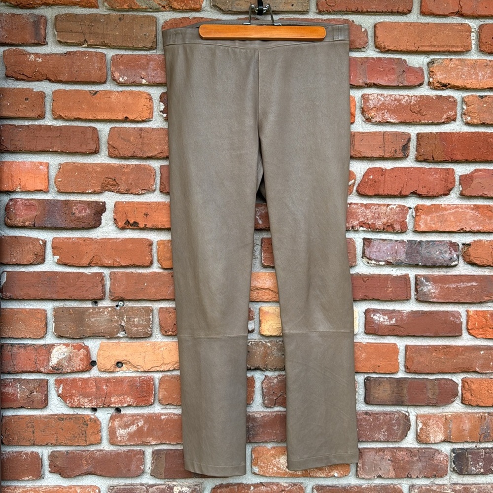 Vince Soft Leather Cocoa Brown Stretch Lined Pull On Legging L
